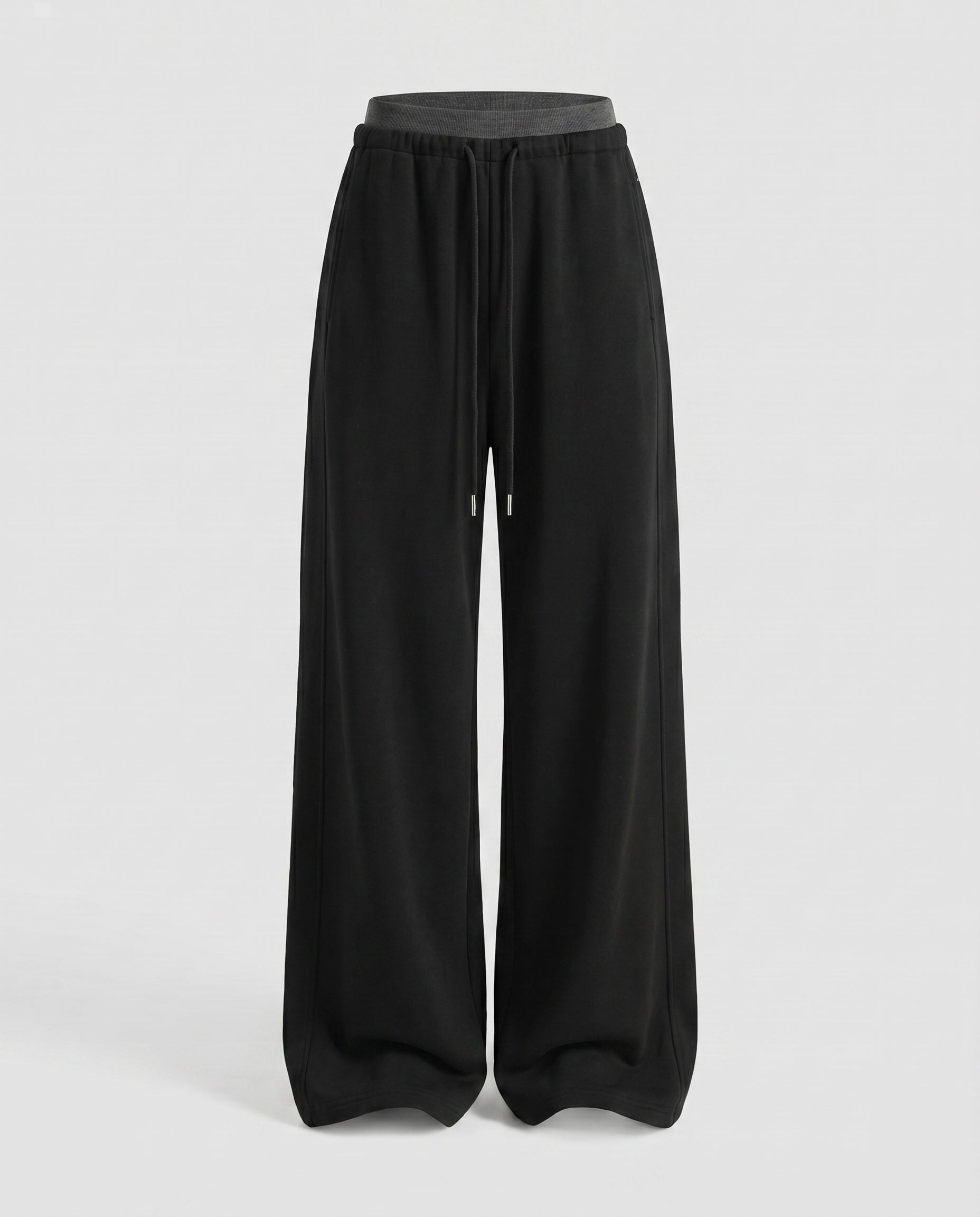 Women's High-Waisted Wide Jogging Pants with Drawstring Front Seam