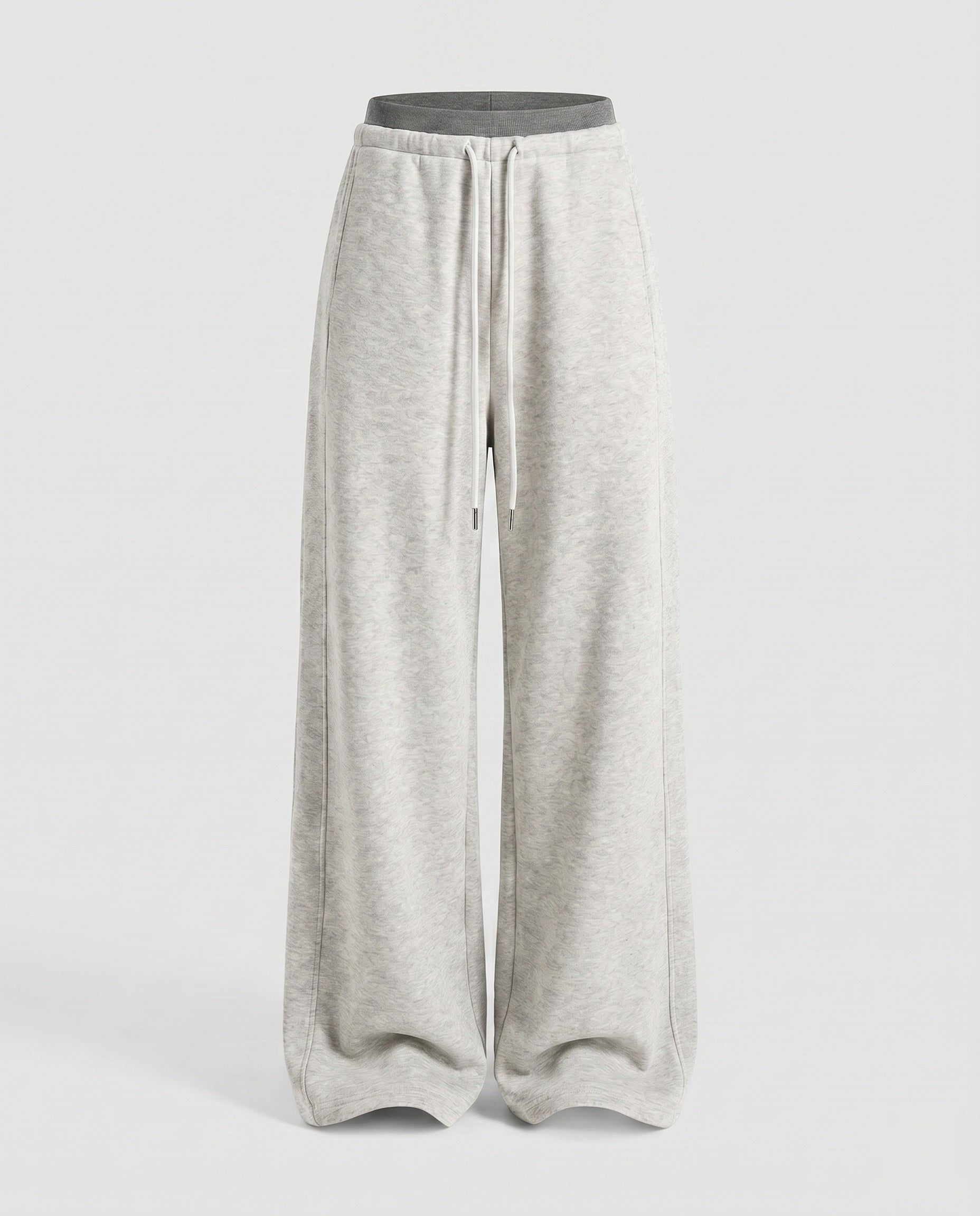 Women's High-Waisted Wide Jogging Pants with Drawstring Front Seam
