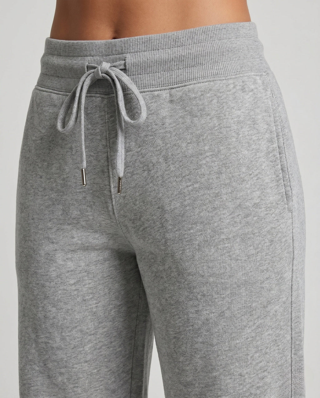 Women's High-Cut Wide Relax Sweatpants with Ribbed Waistband - Close-Up Detail