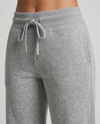 Women's High-Cut Wide Relax Sweatpants with Ribbed Waistband - Close-Up Detail