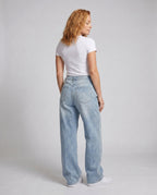 Women's High-Waisted Extra-Wide Denim Palazzo Pants - Back View