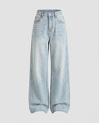 Women's High-Waisted Extra-Wide Denim Palazzo Pants
