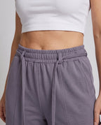 Women's High-Waisted Lounge Pants in Balloon Cut with Drawstring - Close-Up Detail