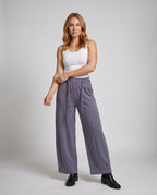 Women's High-Waisted Lounge Pants in Balloon Cut with Drawstring - Front View