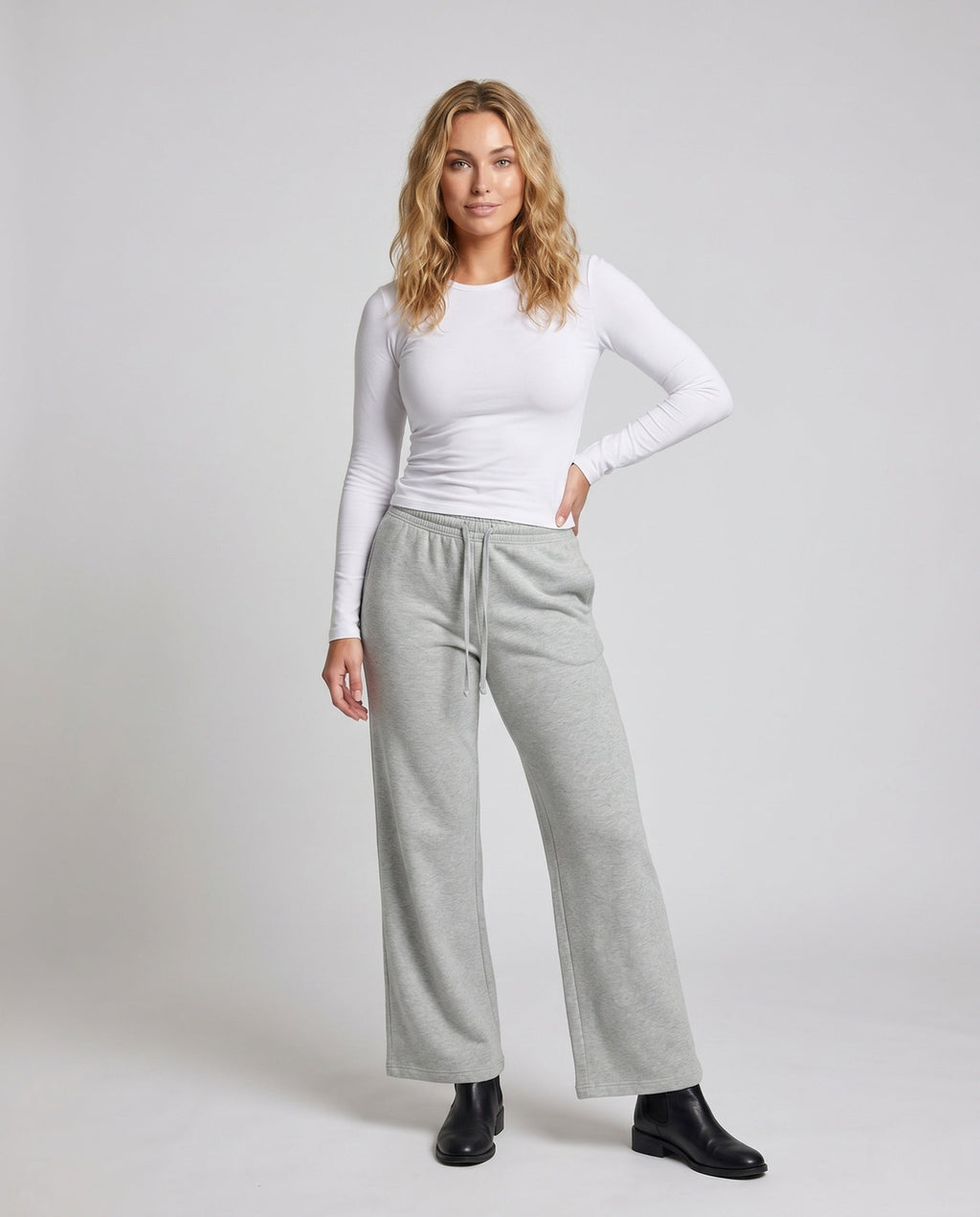 Women's Soft-Flowing Relax Jersey Pants with High Comfort Waistband - Front View