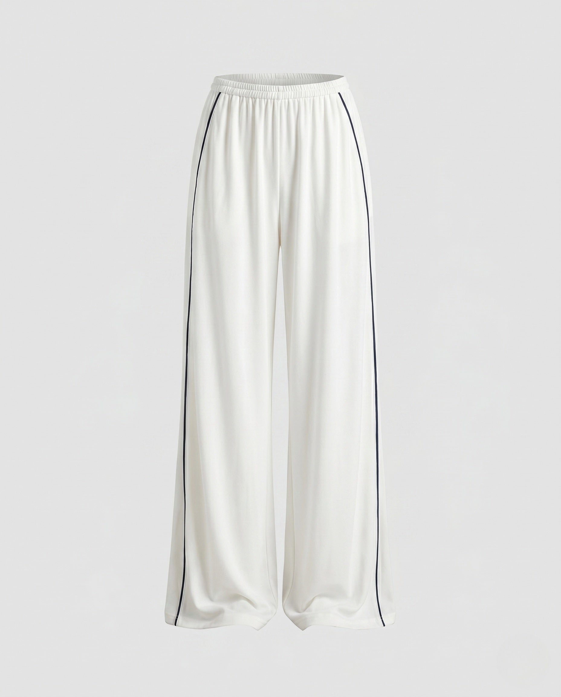 Women's Wide Flowing Pants with Contrasting Side Piping
