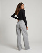 Women's Wide Jogging Pants made of Brushed Sweat Fabric - Back View