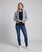 Women's Sporty Hoodie Jacket with Long Sleeves and Relaxed Fit - Front View