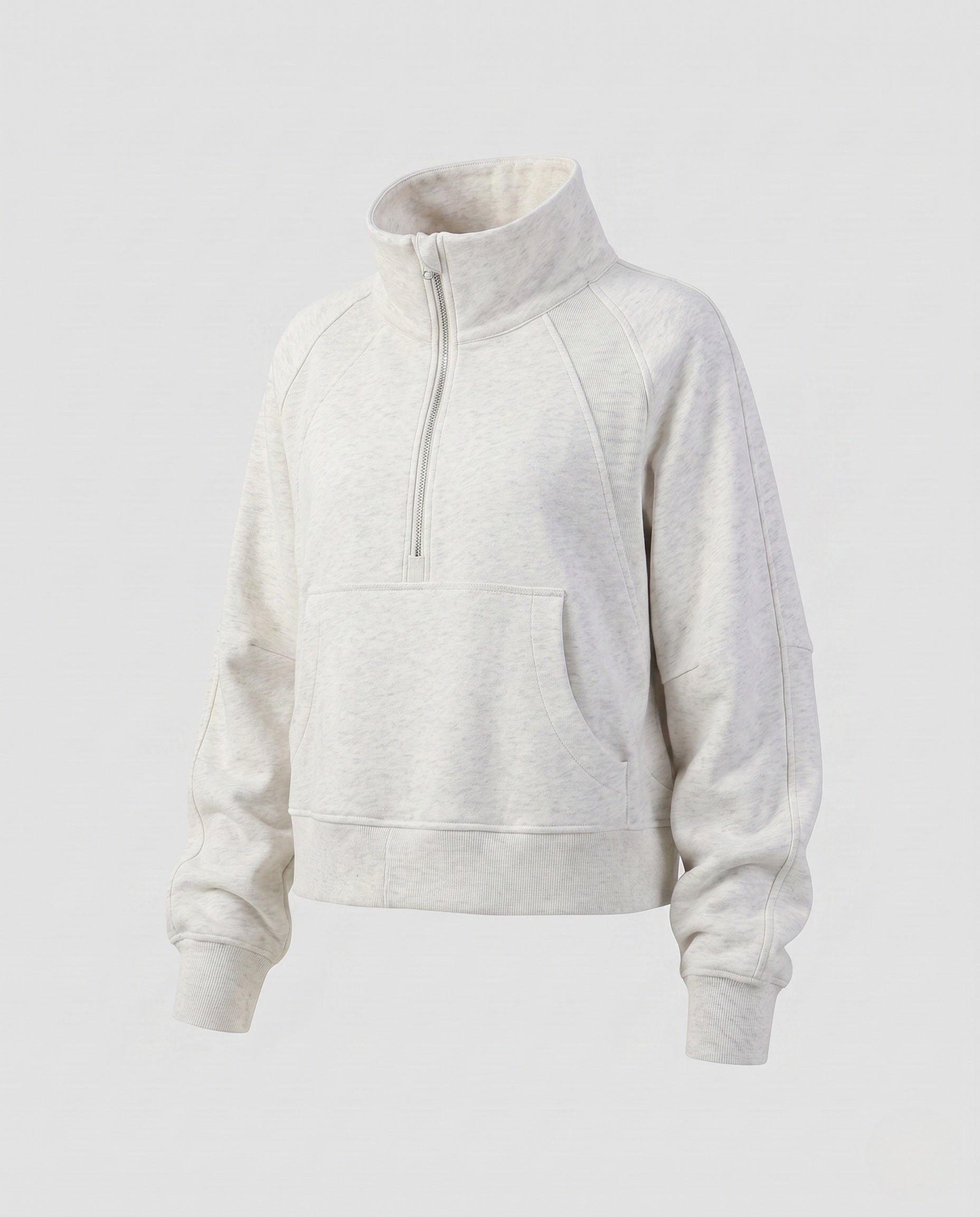 Women's Sporty Cropped Hoodie with High Collar and Kangaroo Pocket