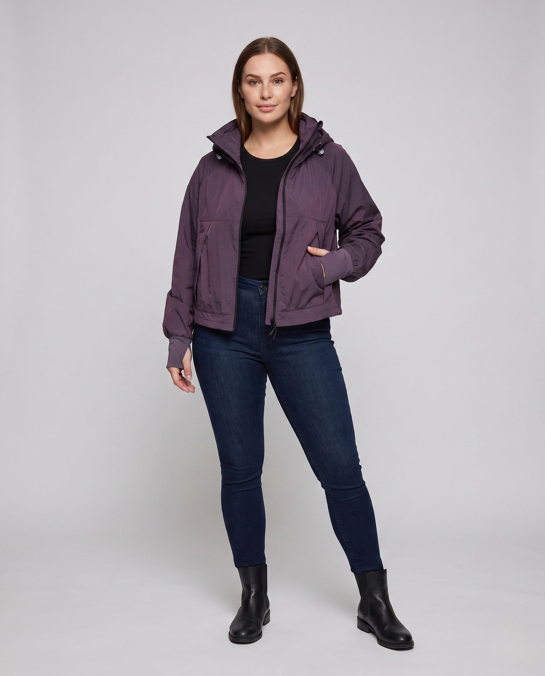 Women's Technical Transitional Jacket with Adjustable Collar - Front View