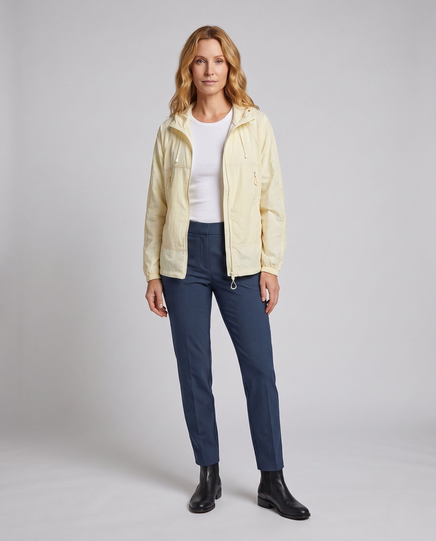 Women's Technical Windbreaker with Adjustable Hood - Front View