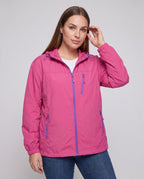 Women's Lightweight Outdoor Jacket with Adjustable Hood Area - Upper Body View