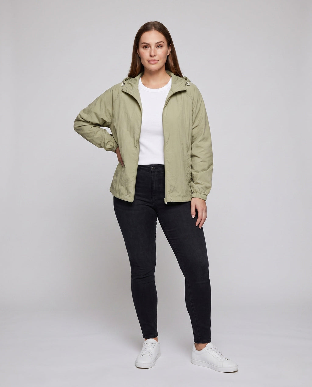 Women's Lightweight Outdoor Jacket with Adjustable Hood - Front View