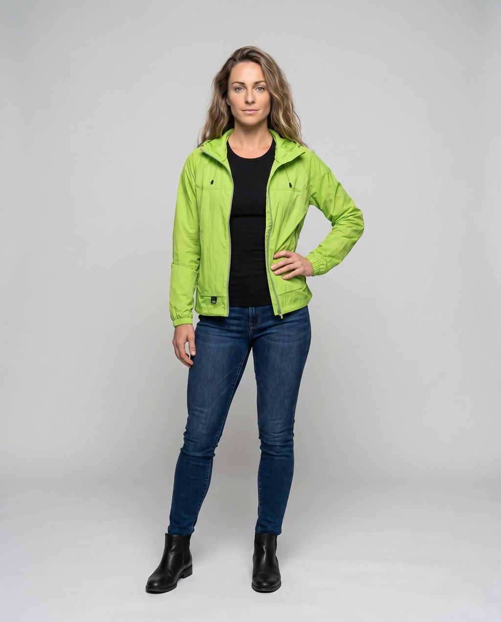 Women's Lightweight Rain Jacket with Breathable Features - Front View