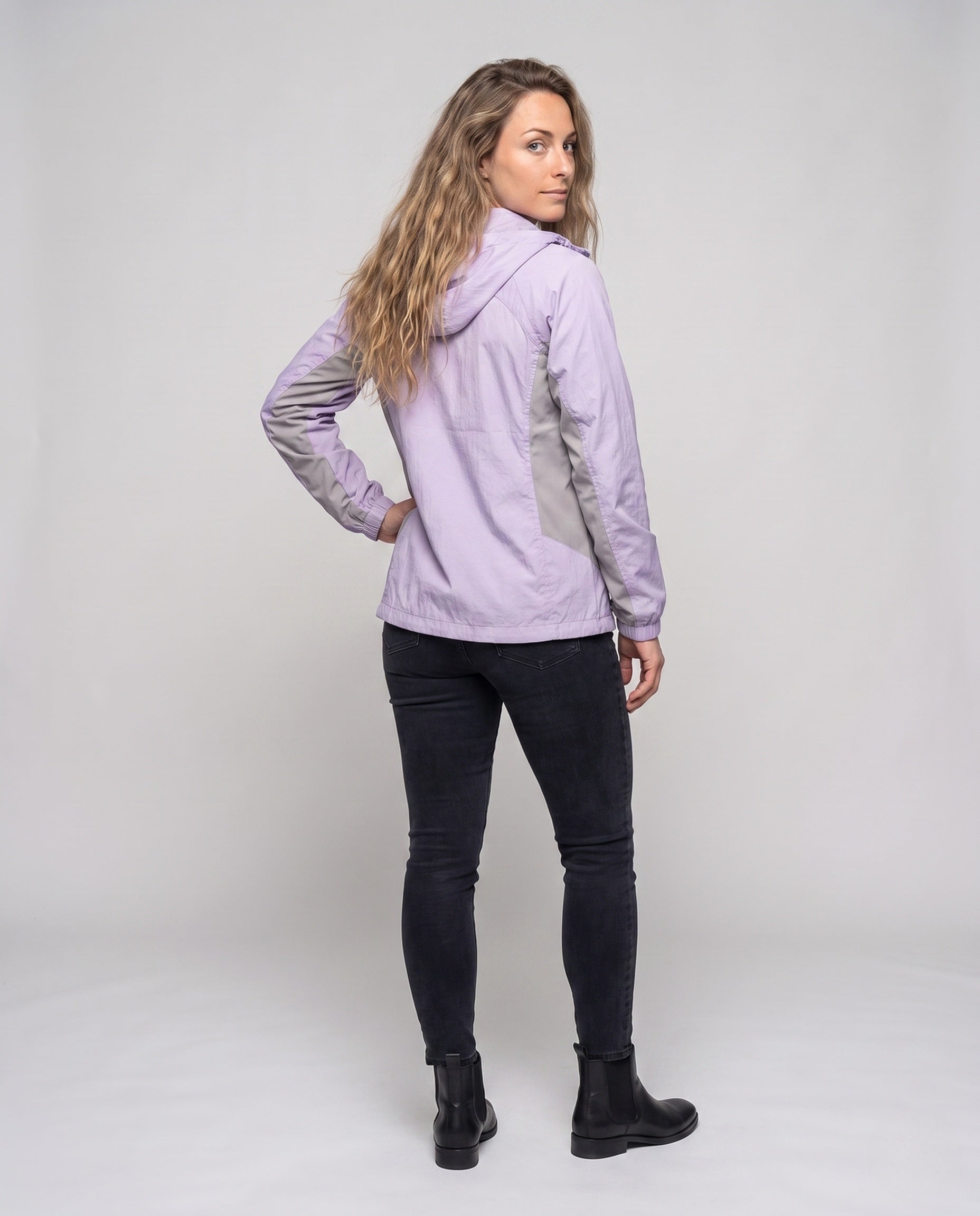 Women's Lightweight Sports Jacket with Adjustable Hood Area - Back View