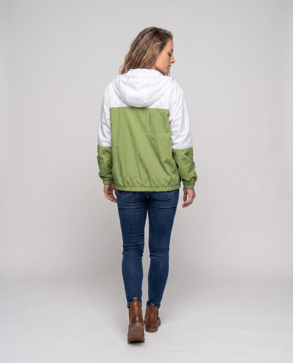 Women's Lightweight Transition Jacket with Adjustable Hood - Back View