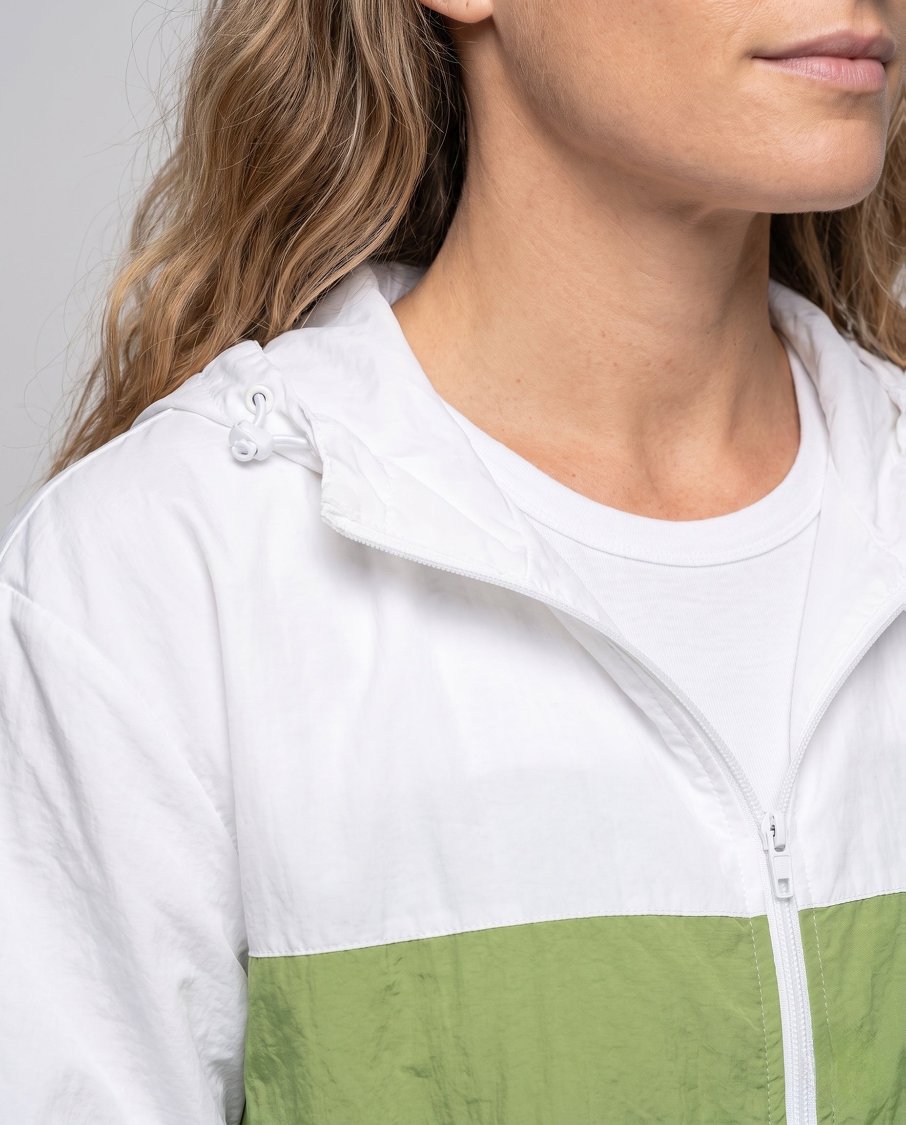Women's Lightweight Transition Jacket with Adjustable Hood - Close-Up Detail