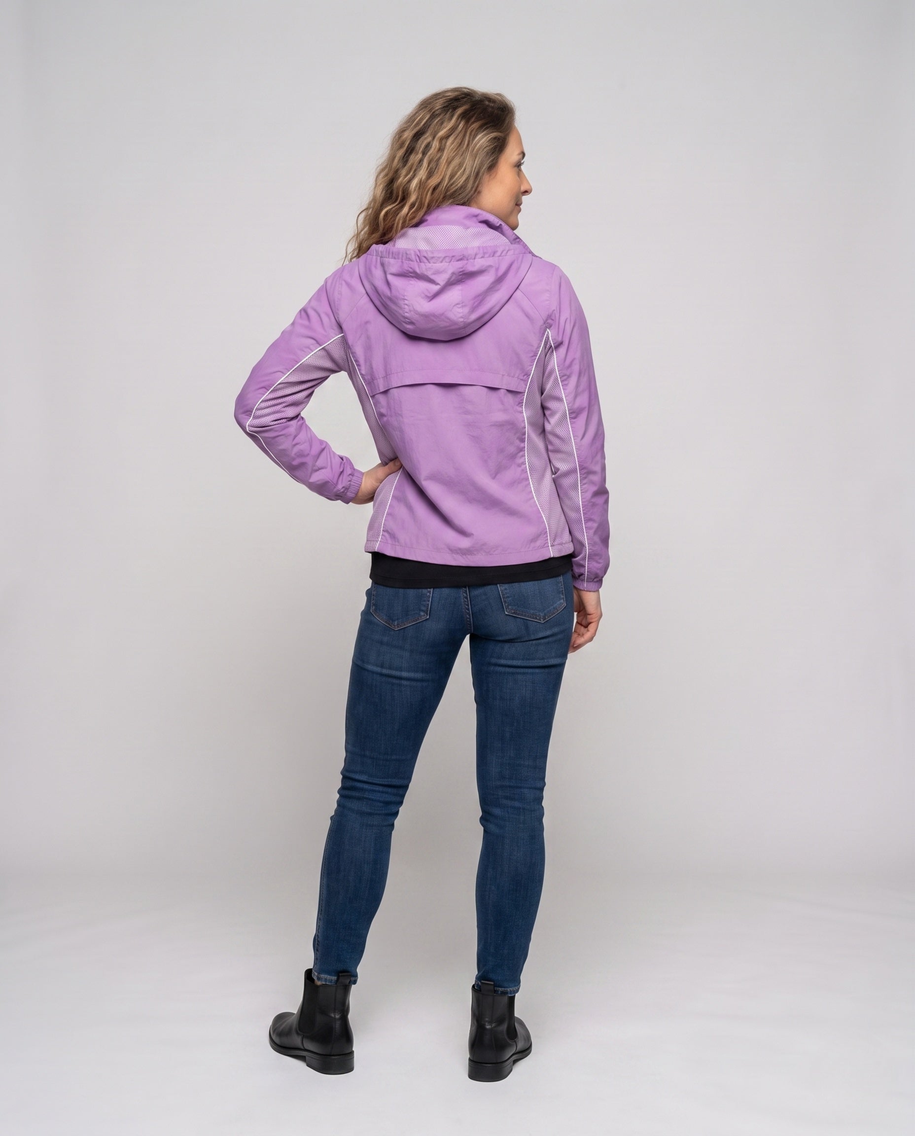 Women's Lightweight Windbreaker Jacket with Breathable Material - Back View