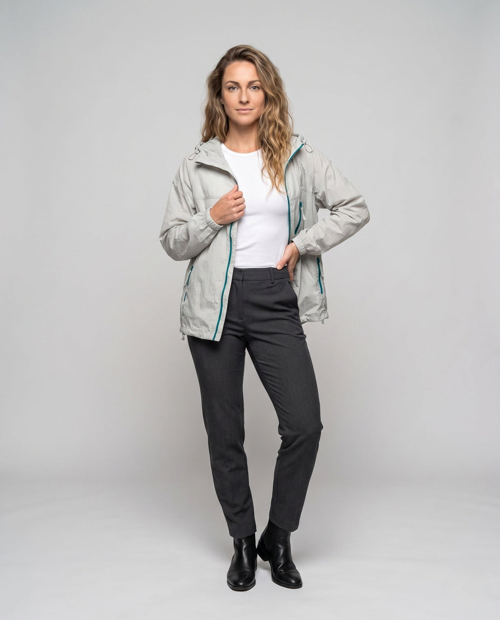 Women's Lightweight Wind Jacket with Practical Pockets - Front View