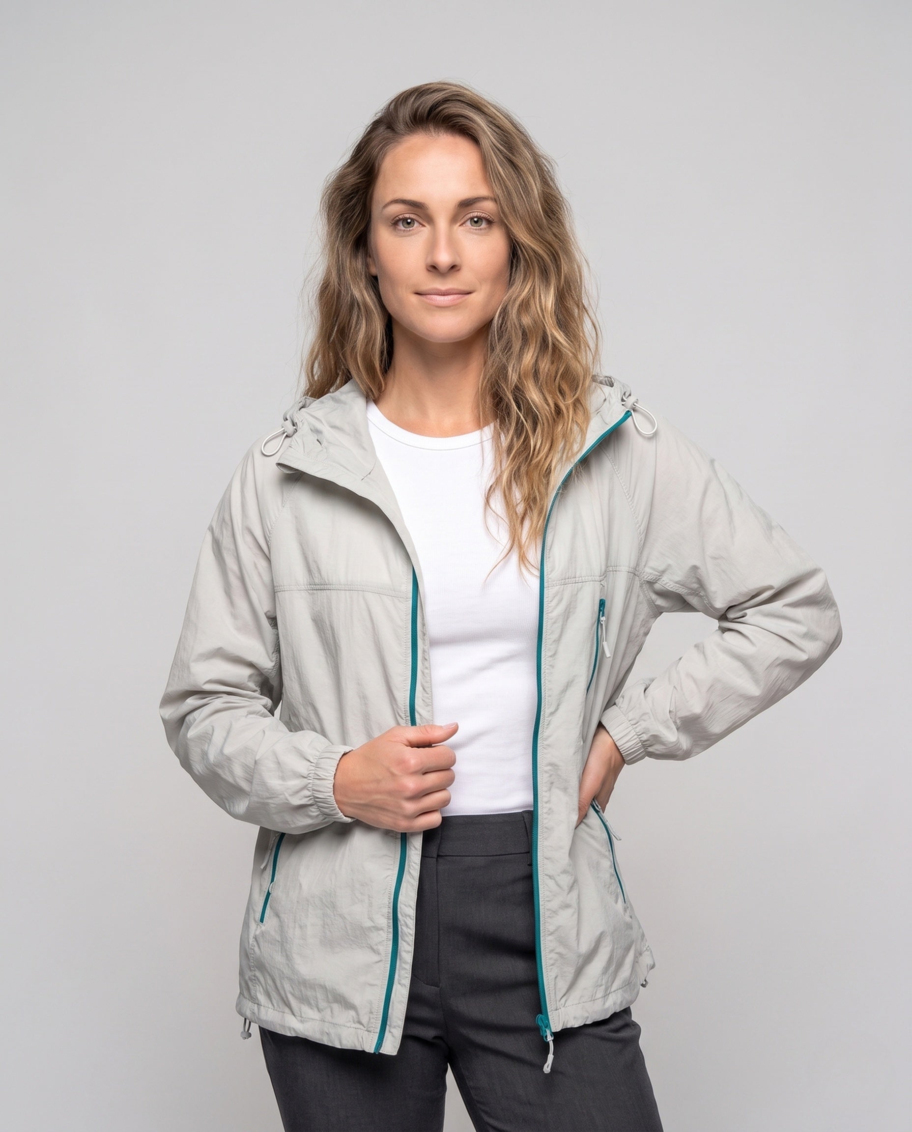 Women's Lightweight Wind Jacket with Practical Pockets - Upper Body View