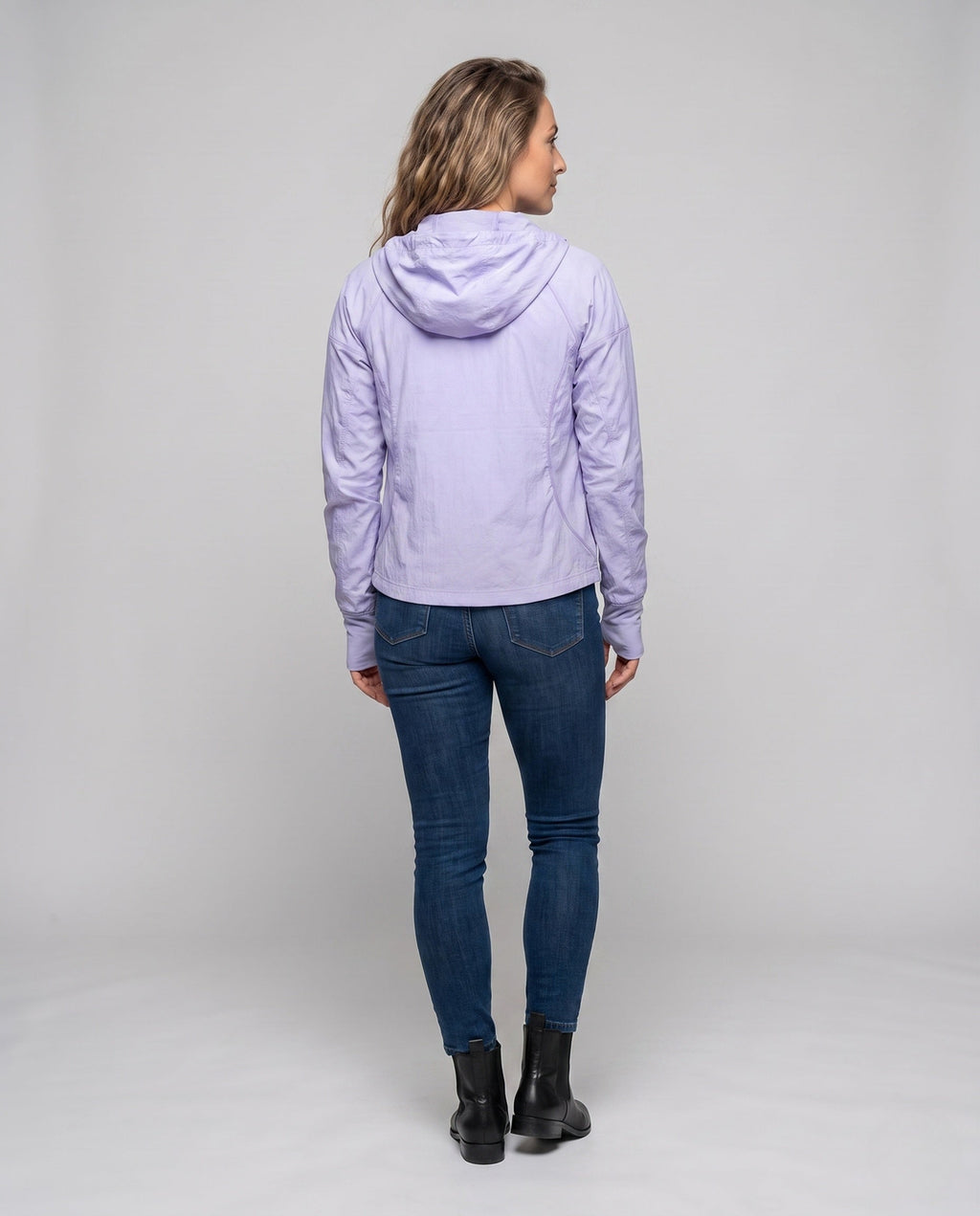 Women's Lightweight Windbreaker with Adjustable Hood - Back View