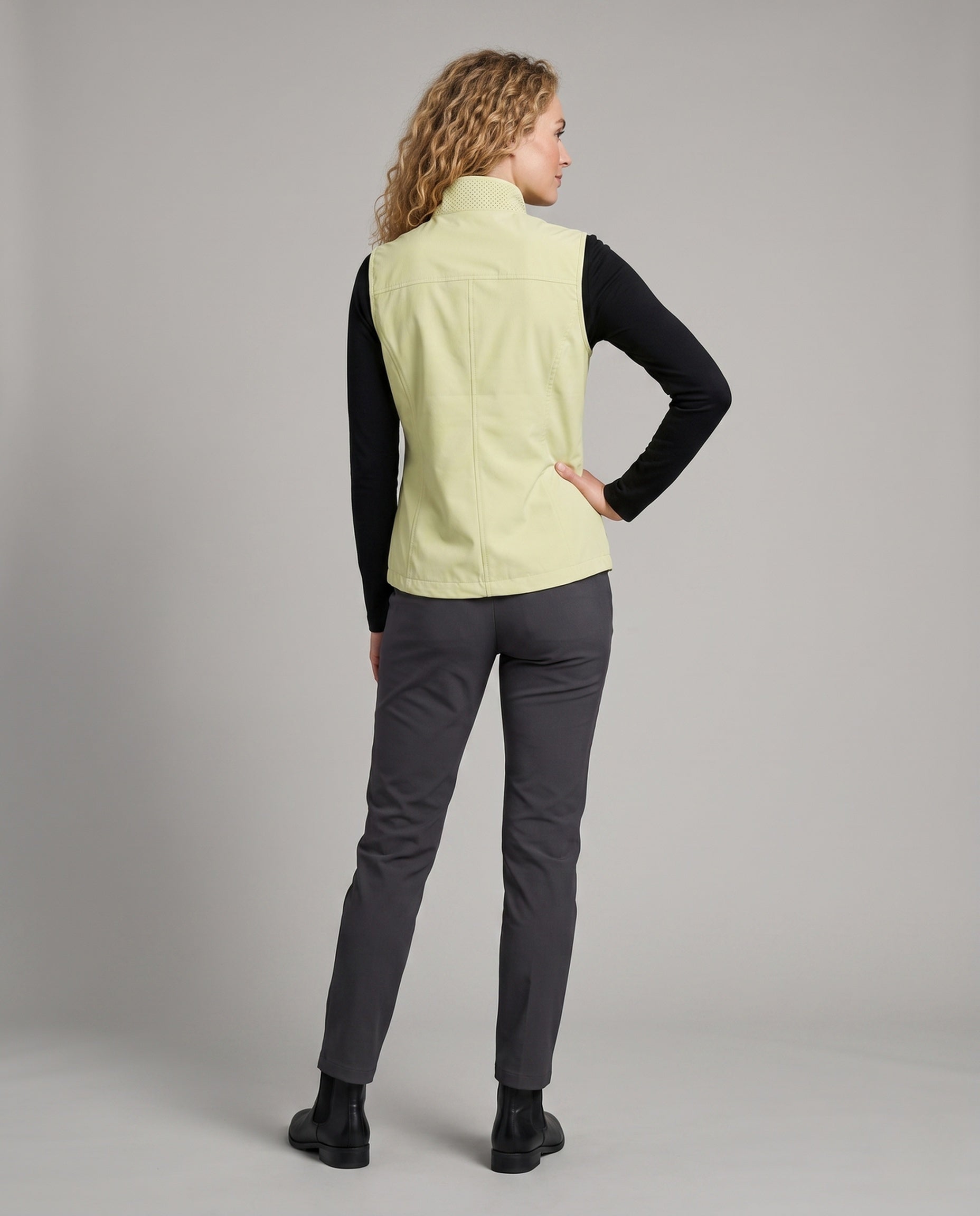 Women's Sporty Quilted Vest with High Collar - Back View