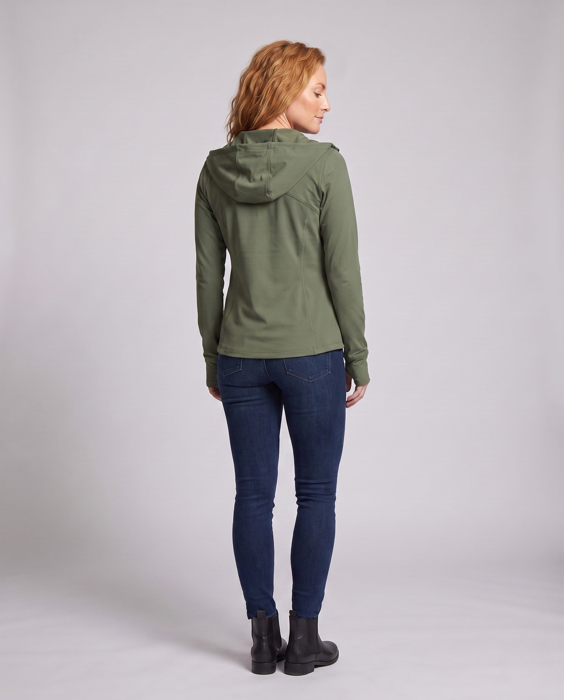 Women's Sporty Wind Jacket with Lightweight, Water-Repellent Material - Back View