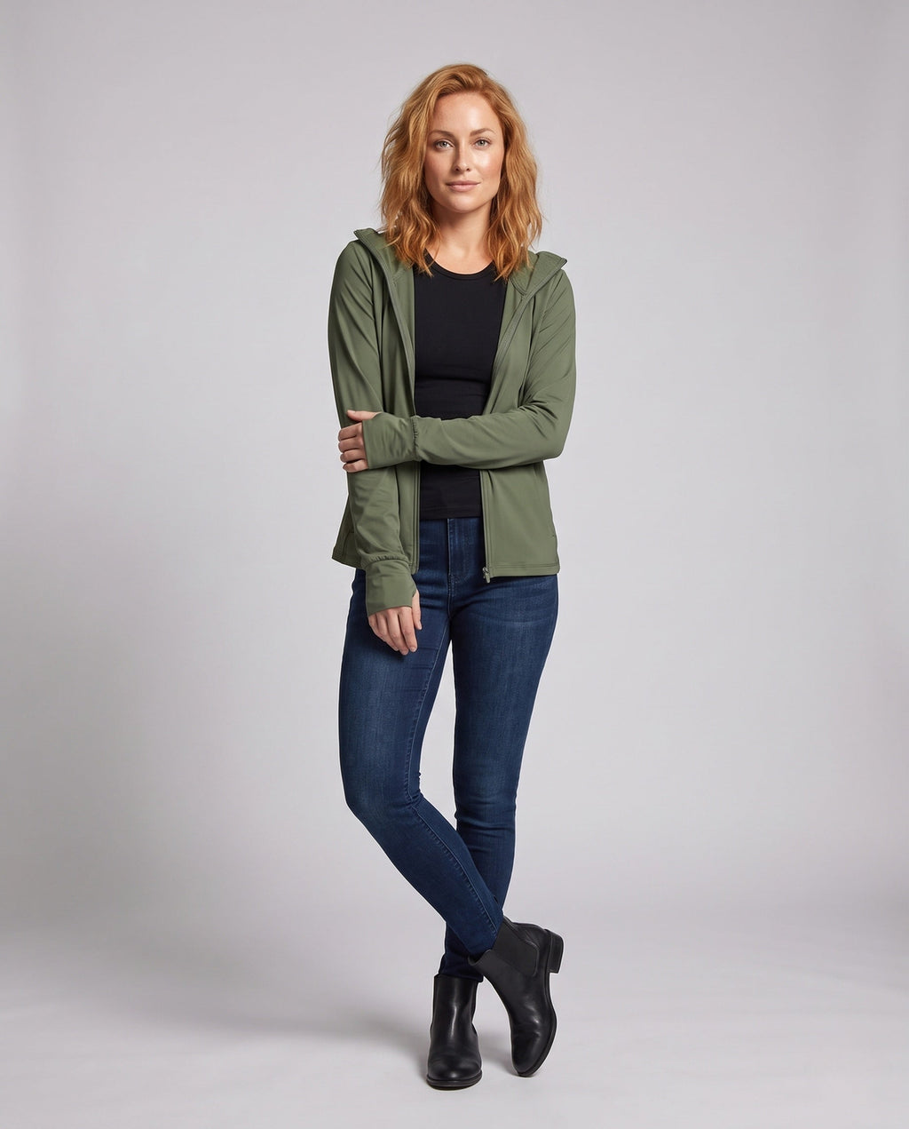 Women's Sporty Wind Jacket with Lightweight, Water-Repellent Material - Front View