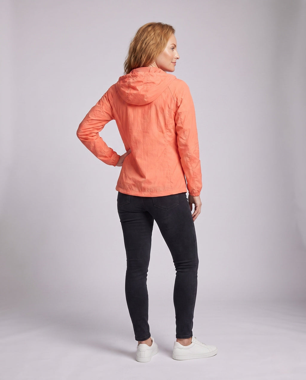 Women's Ultralight Windbreaker with Adjustable Hood - Back View