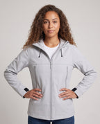 Women's Water-Repellent Outdoor Jacket with Adjustable Hood - Upper Body View