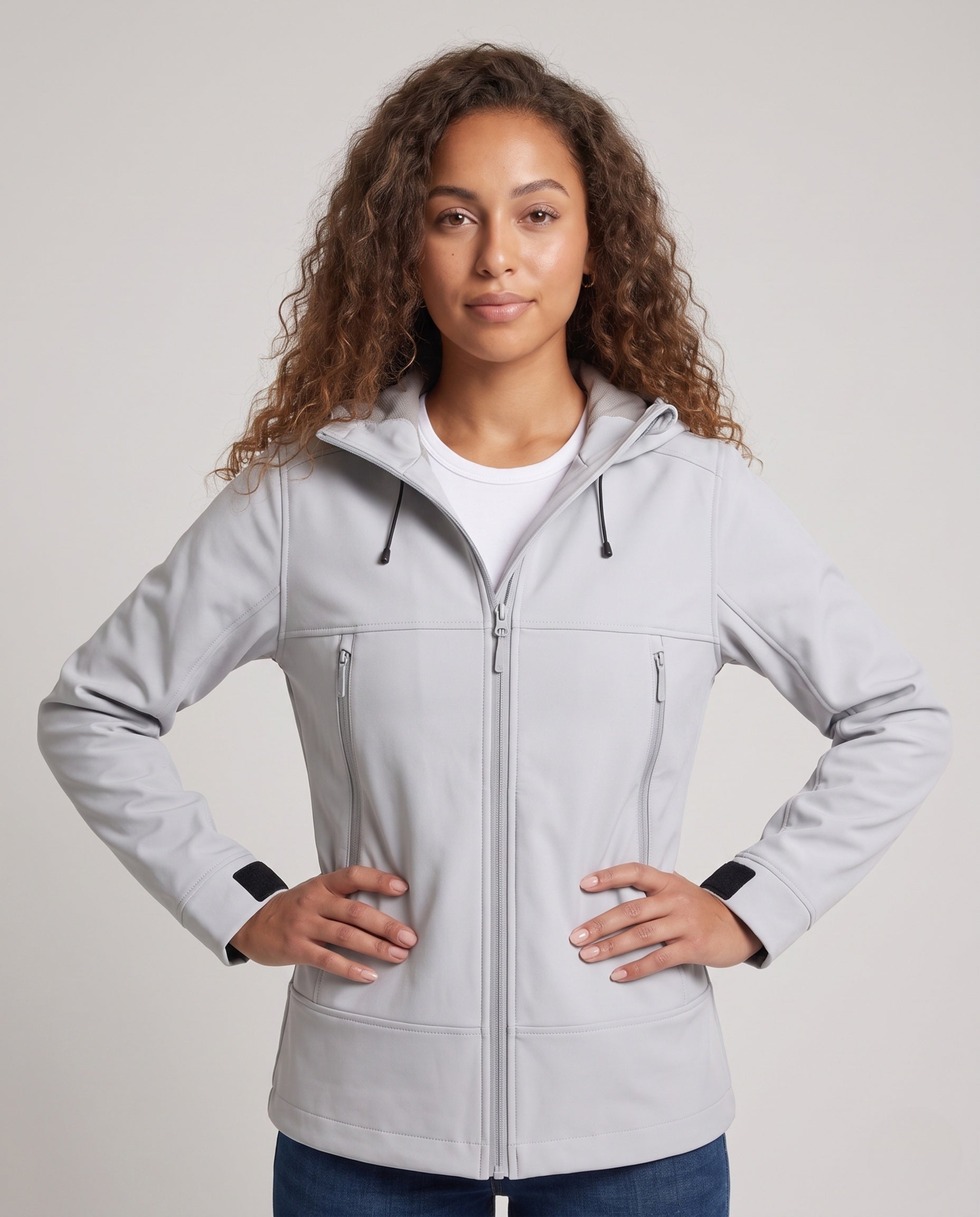 Women's Water-Repellent Outdoor Jacket with Adjustable Hood - Upper Body View