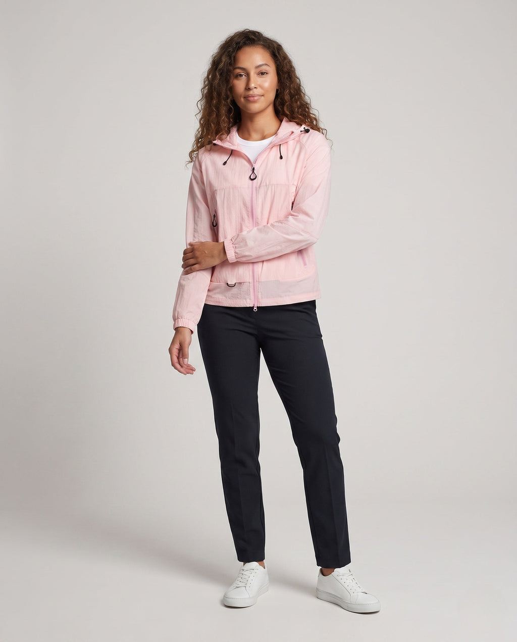 Women's Windproof Softshell Jacket with Adjustable Hood - Front View