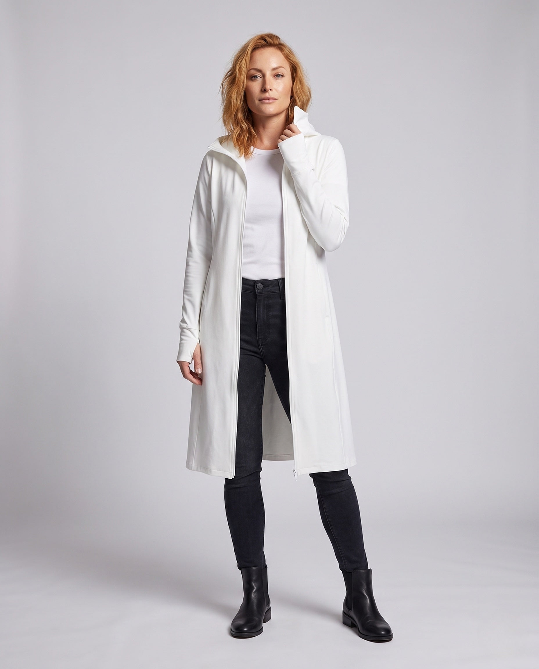 Women's Functional Coat with Hood and UV Protection - Front View