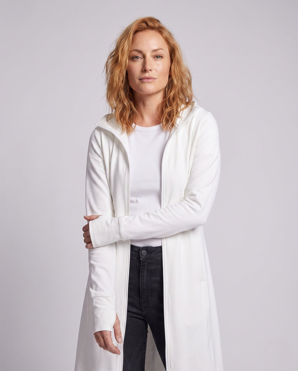 Women's Functional Coat with Hood and UV Protection - Upper Body View