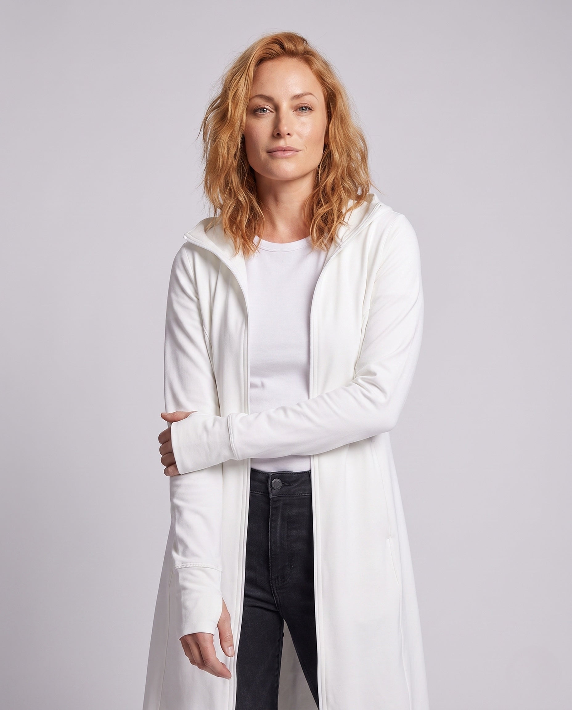 Women's Functional Coat with Hood and UV Protection - Upper Body View