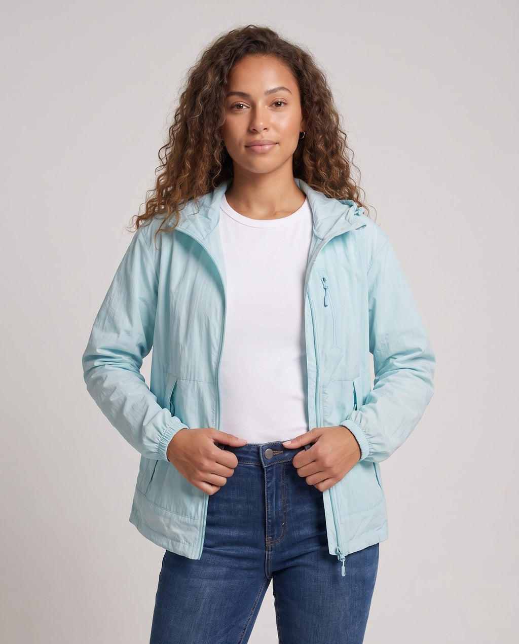 Women's Breathable and Water-Repellent UV Protection Jacket - Upper Body View