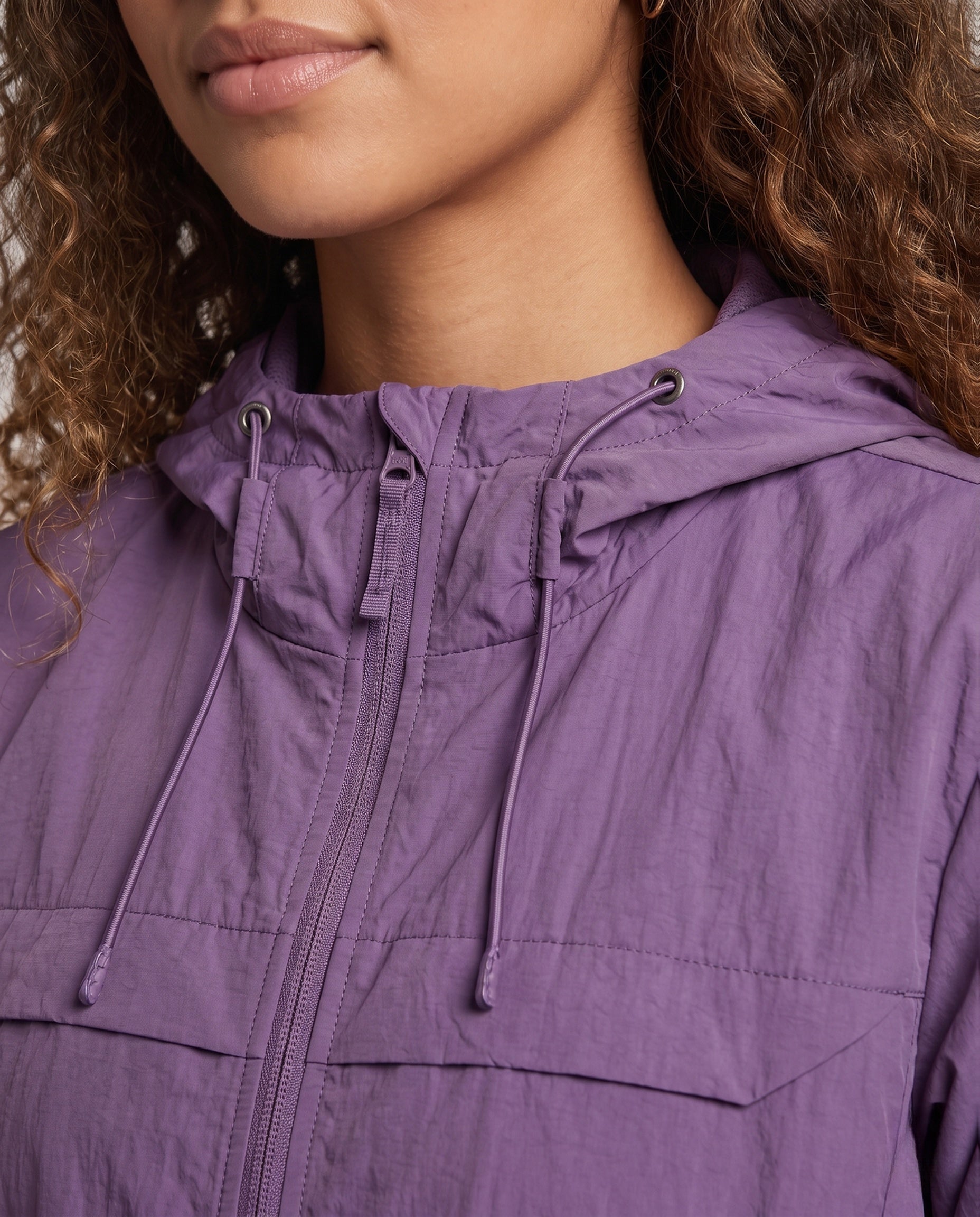 Women's Breathable UV Protection Jacket with Adjustable Hood Collar - Close-Up Detail