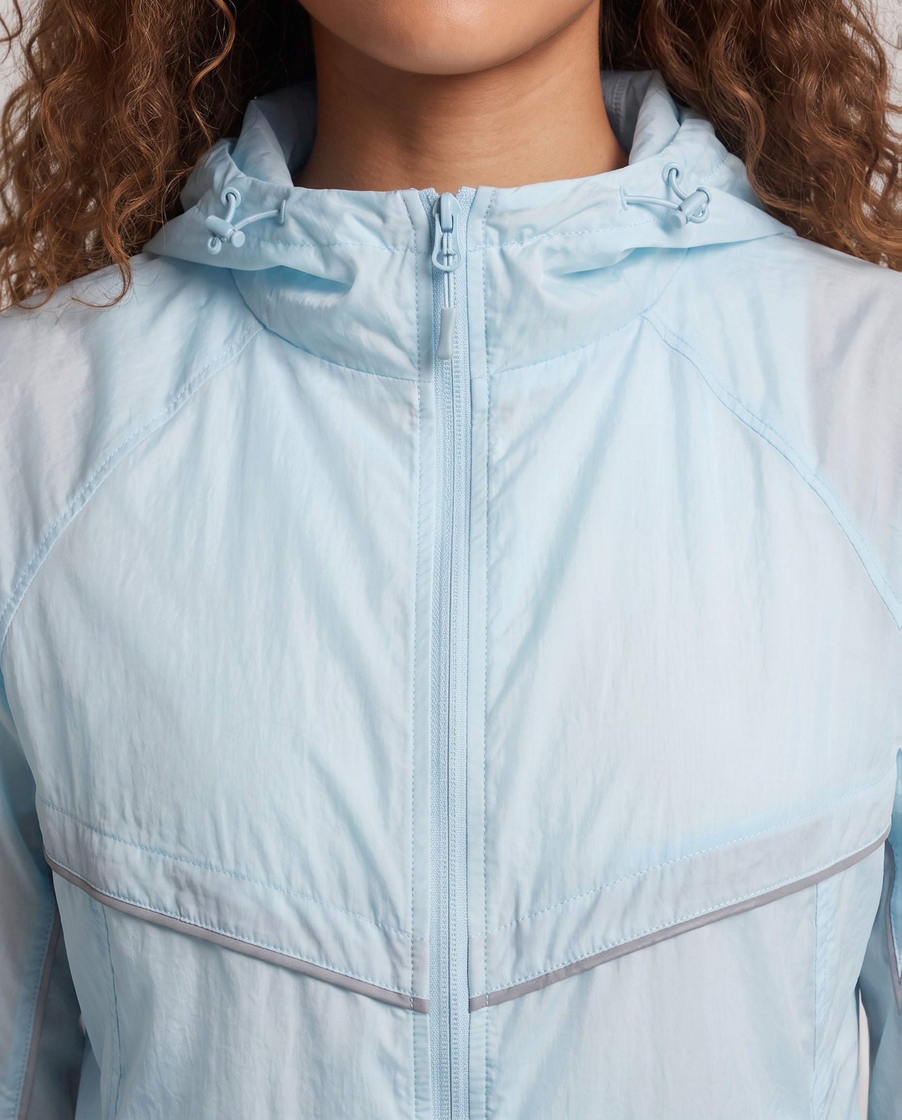 Women's Breathable UV Protection Jacket with Adjustable Hood - Close-Up Detail