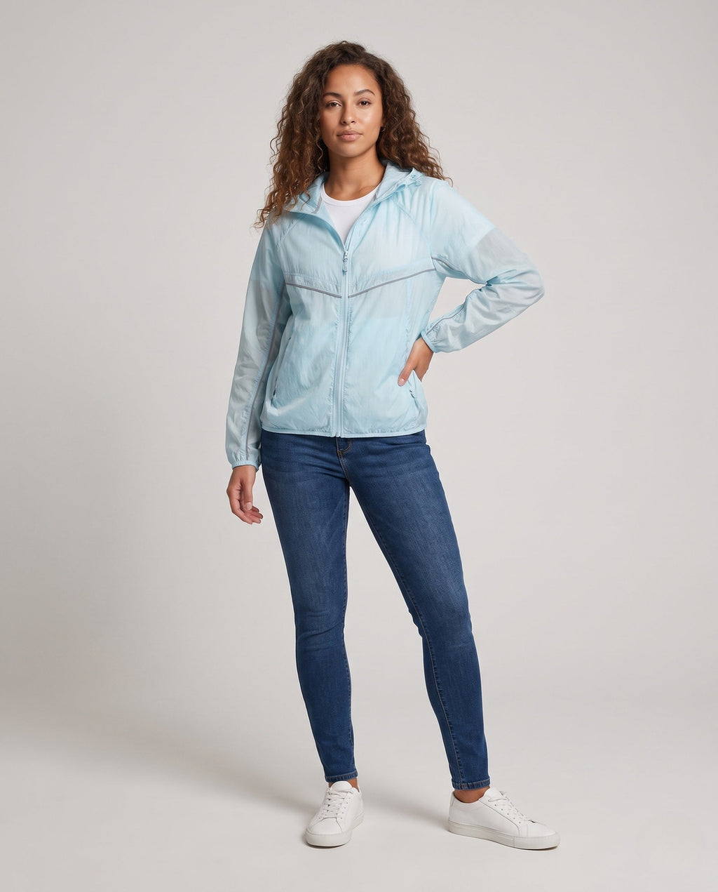 Women's Breathable UV Protection Jacket with Adjustable Hood - Front View