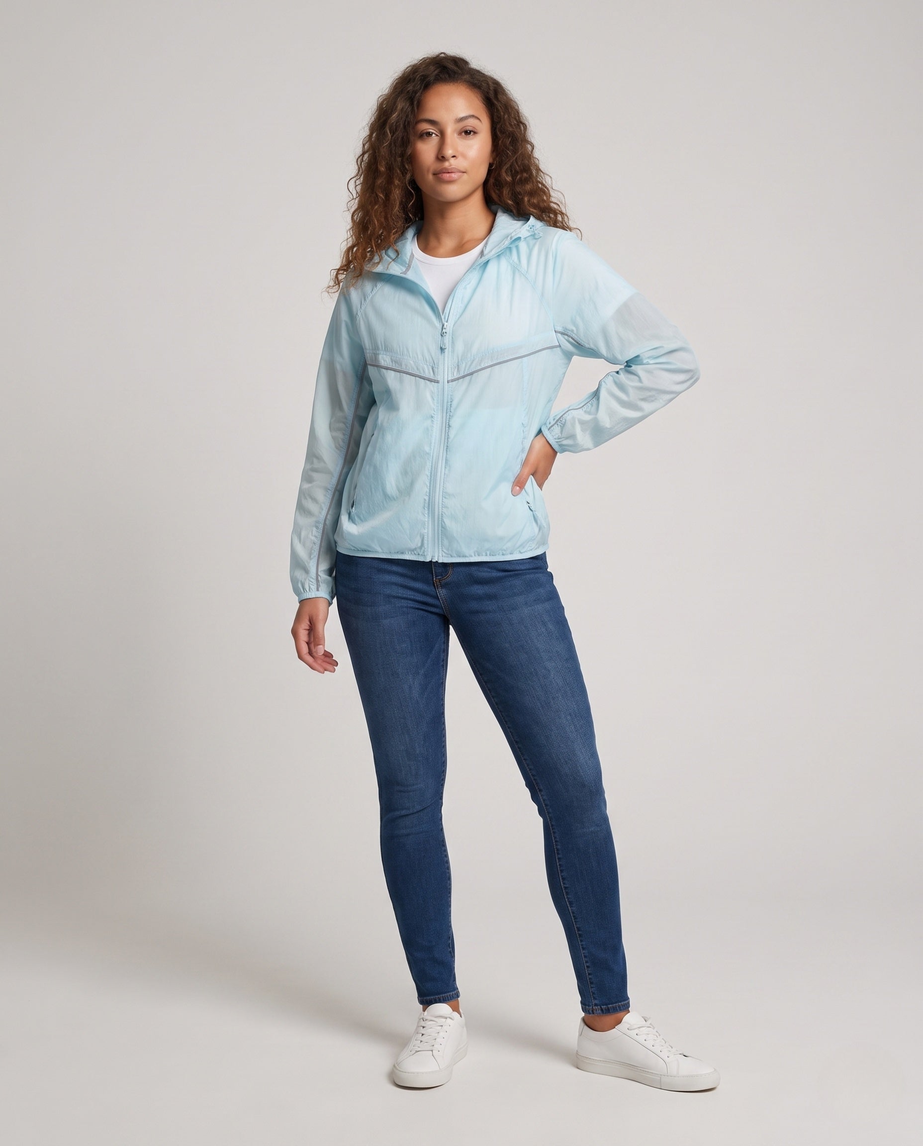 Women's Breathable UV Protection Jacket with Adjustable Hood - Front View