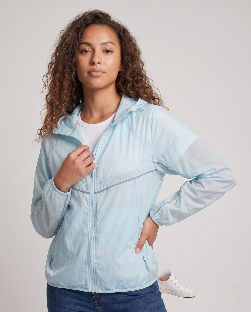 Women's Breathable UV Protection Jacket with Adjustable Hood - Upper Body View