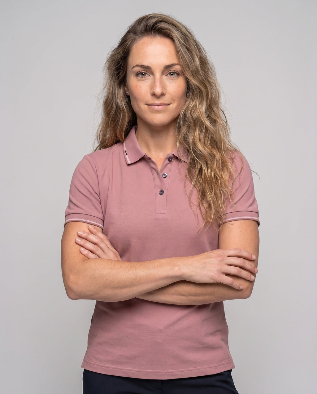 Women's Breathable Polo Shirt with Cooling Technology - Upper Body View