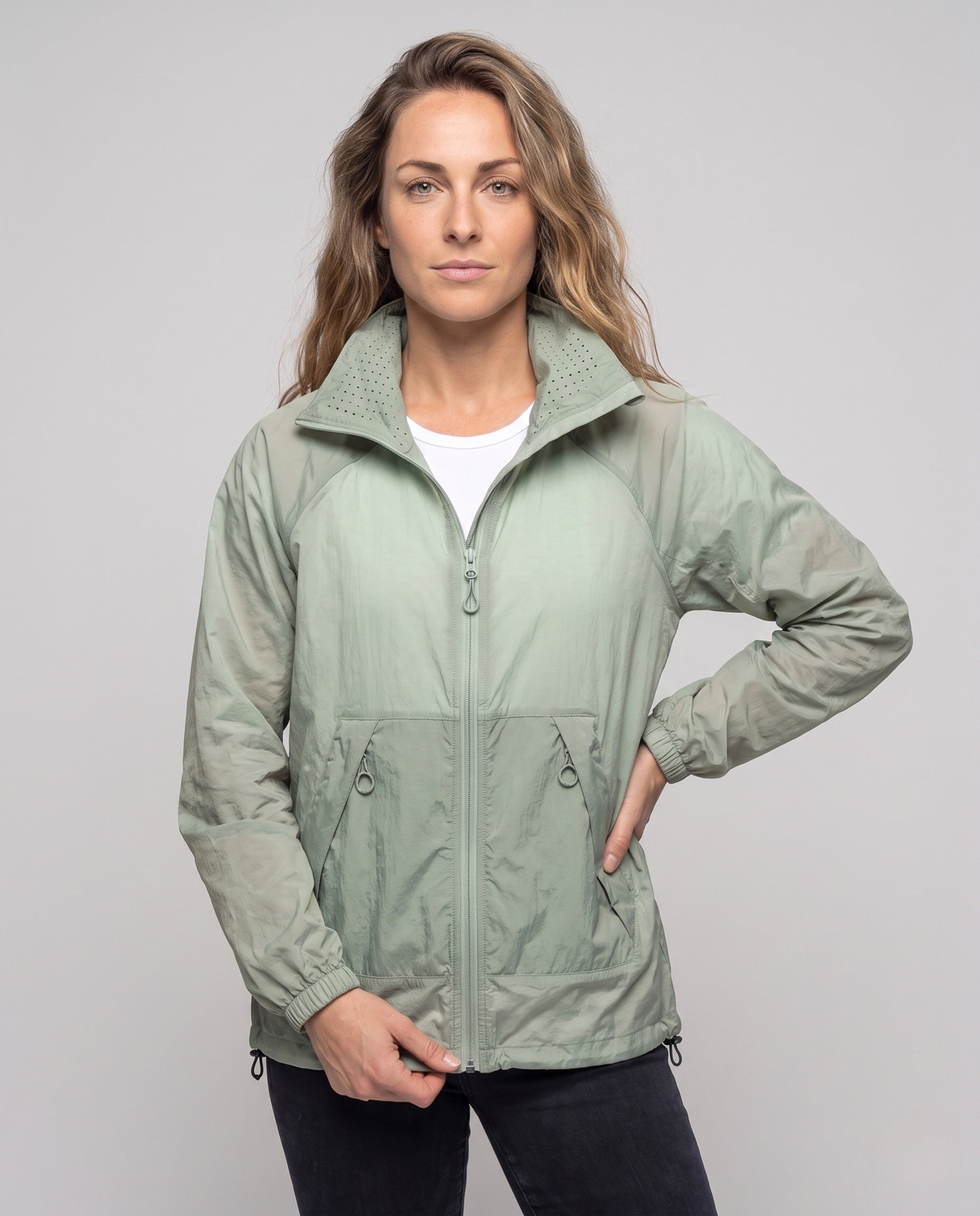 Women's Functional Rain Jacket with Breathable Membrane - Upper Body View