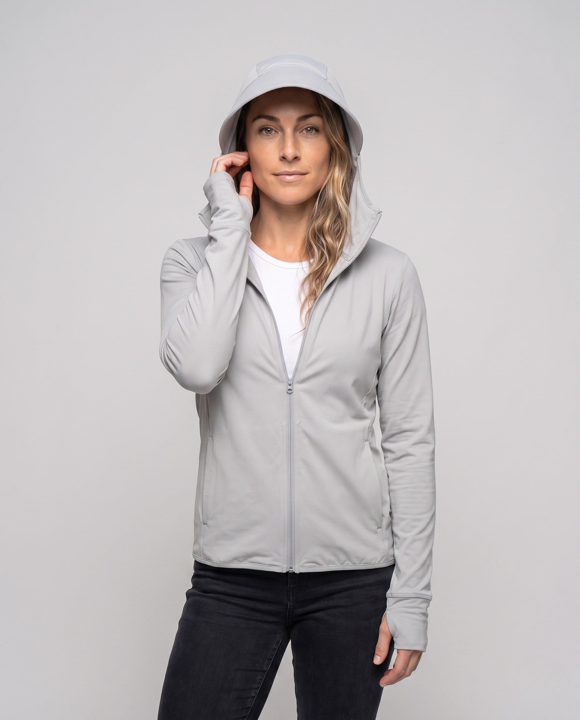 Women's Functional UV Protection Jacket with Highly Elastic Material - Upper Body View