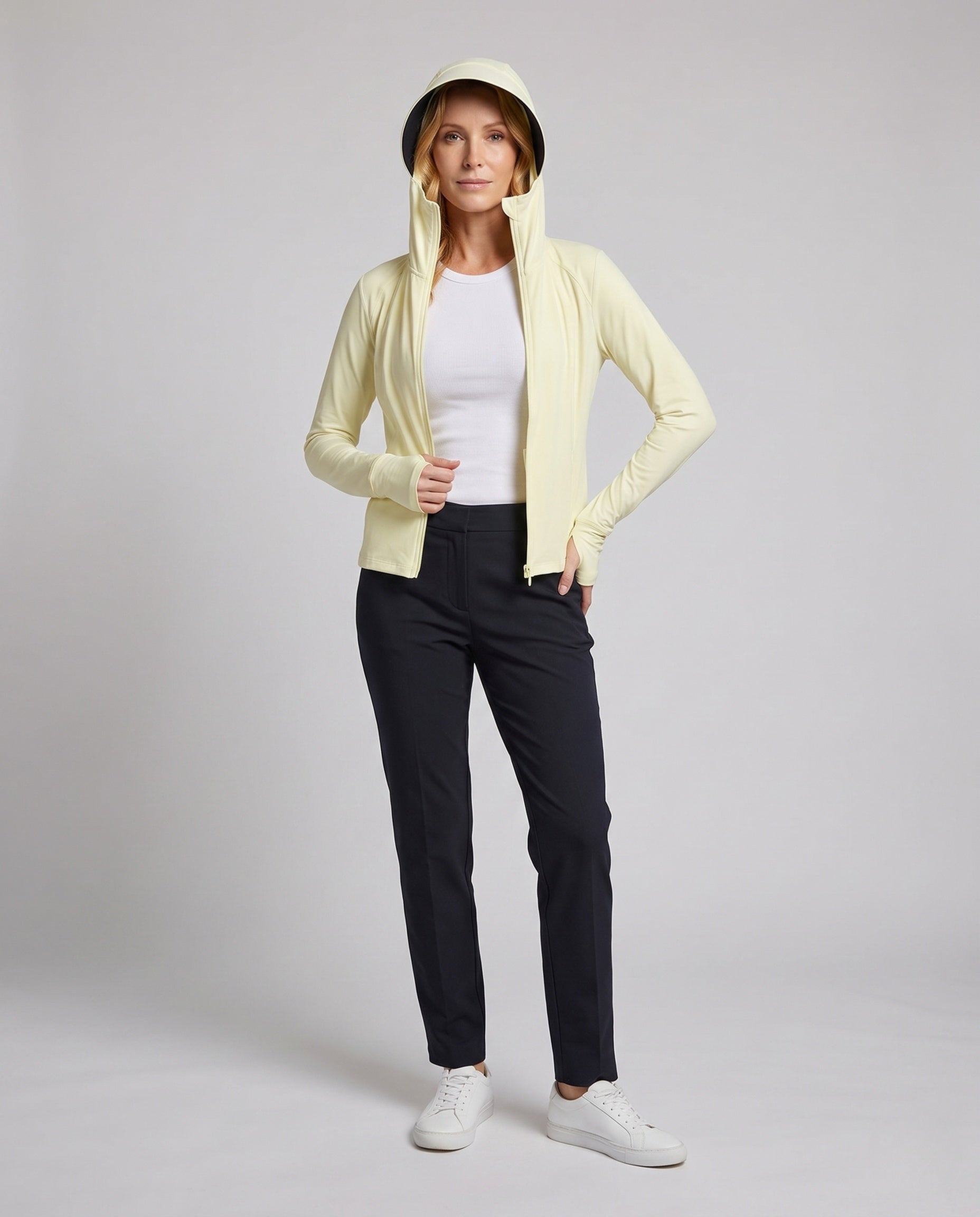 Women's Functional Jacket with UV Protection and Adjustable Hood - Front View