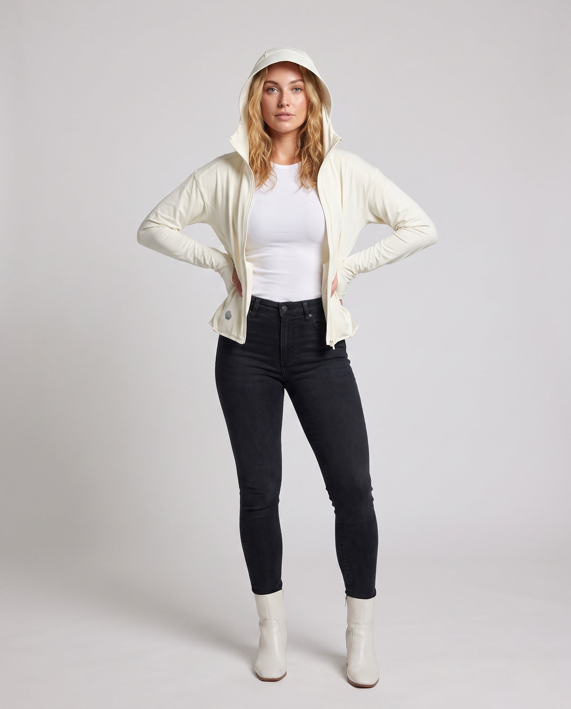 Women's Lightweight Functional Jacket with Adjustable Hood - Front View