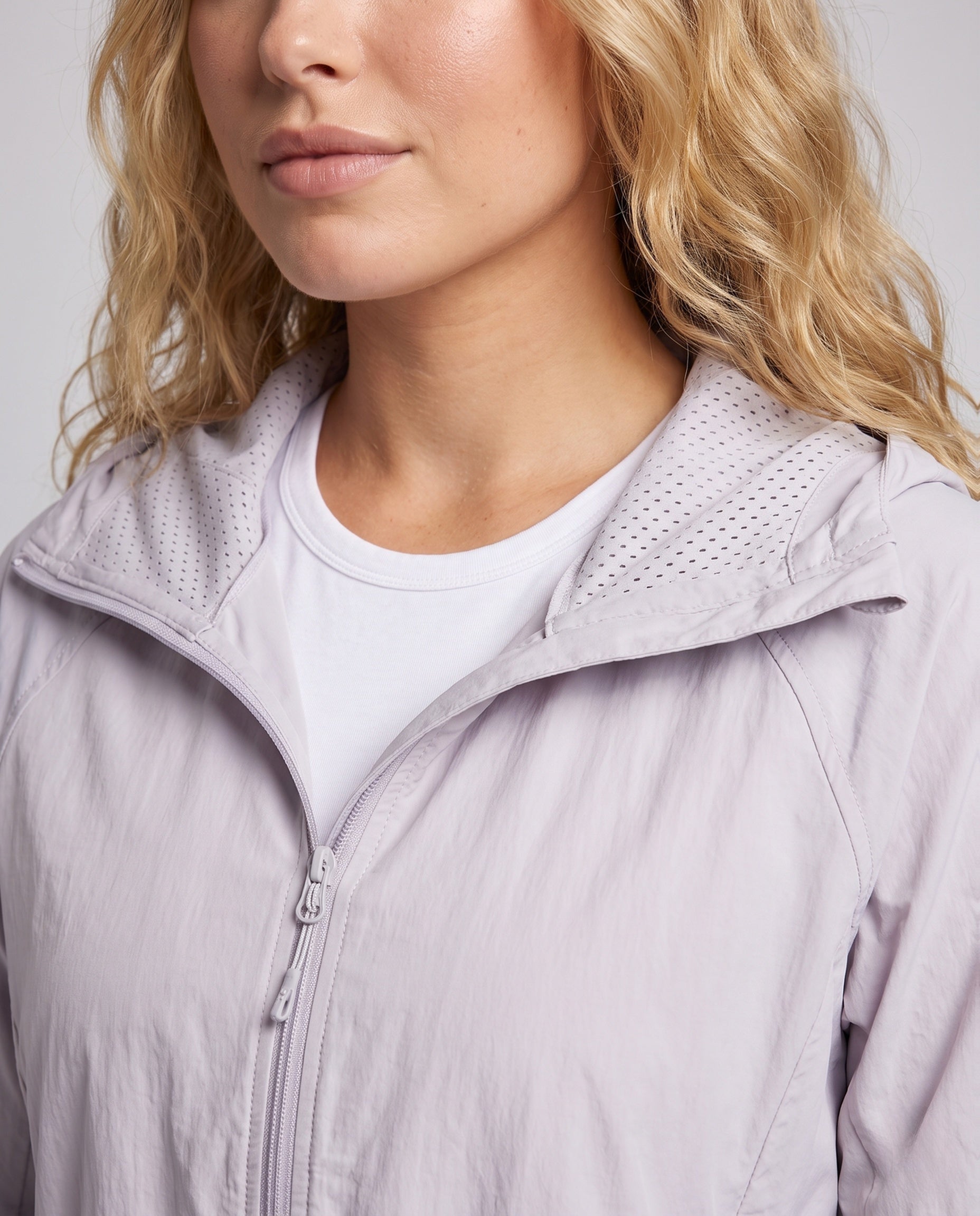 Women's Lightweight Outdoor Jacket with Practical Ventilation Windows - Close-Up Detail