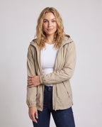 Women's Lightweight Outdoor Jacket with Adjustable Hood Design - Upper Body View