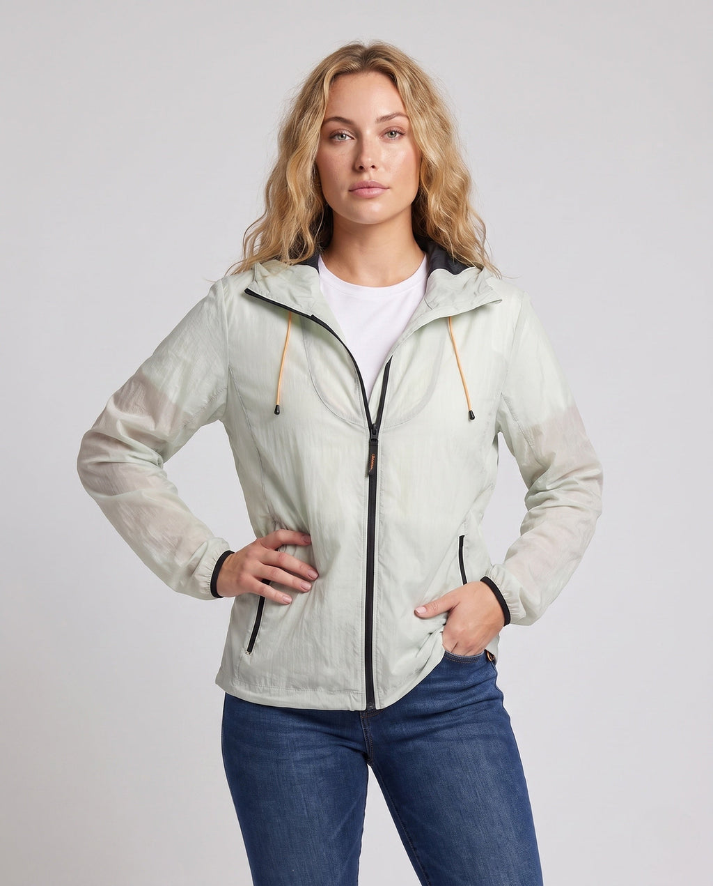 Women's Lightweight Cycling Jacket with Practical Hood Design - Upper Body View
