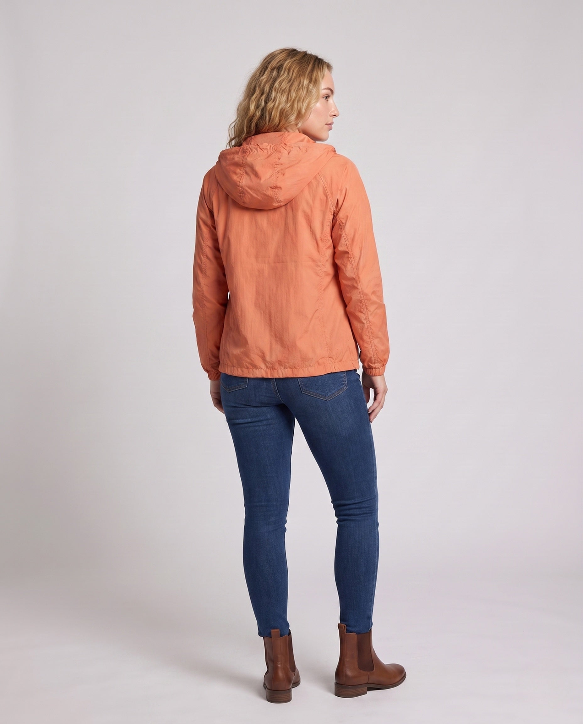 Women's Lightweight Softshell Jacket with Adjustable Hood - Back View